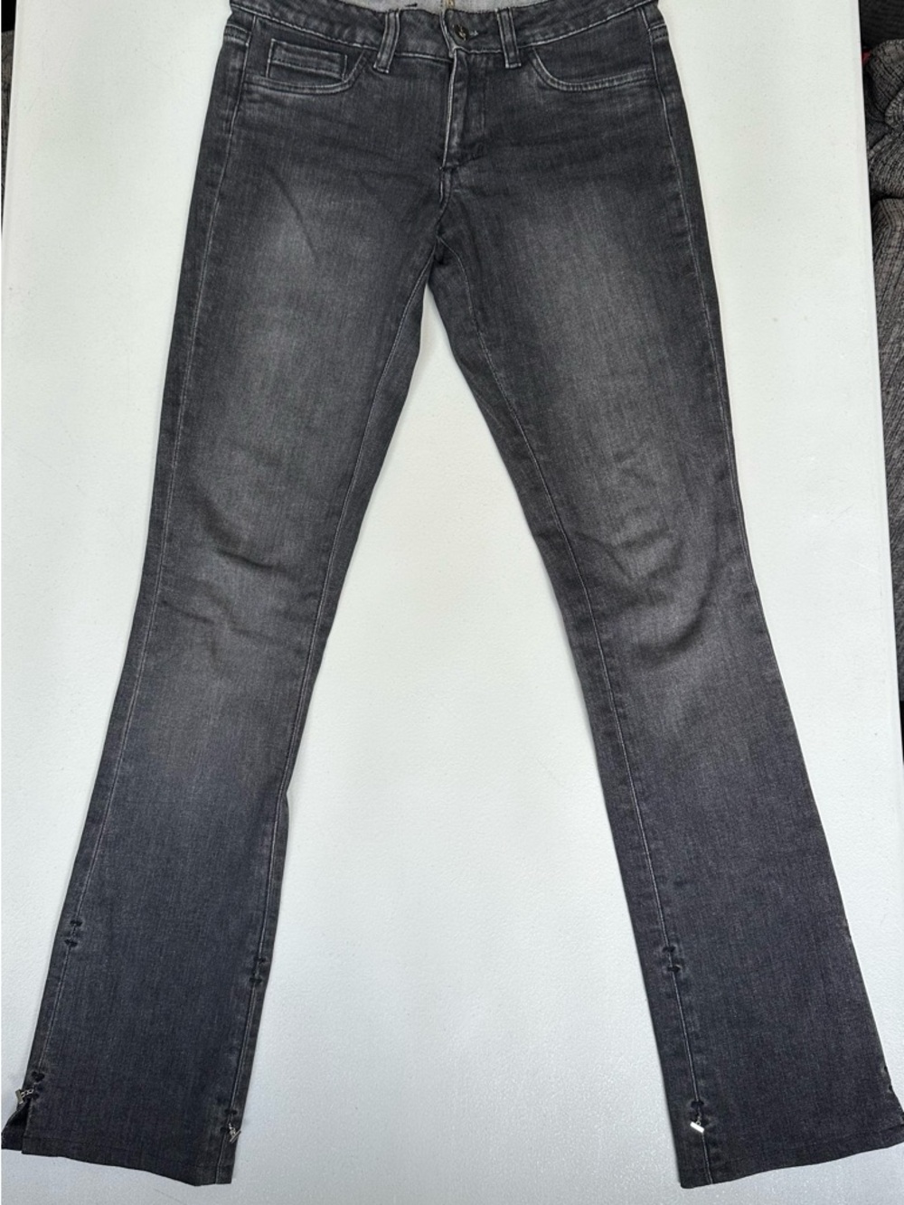 Women's Charcoal Flared Jeans with Subtle Hem Detail